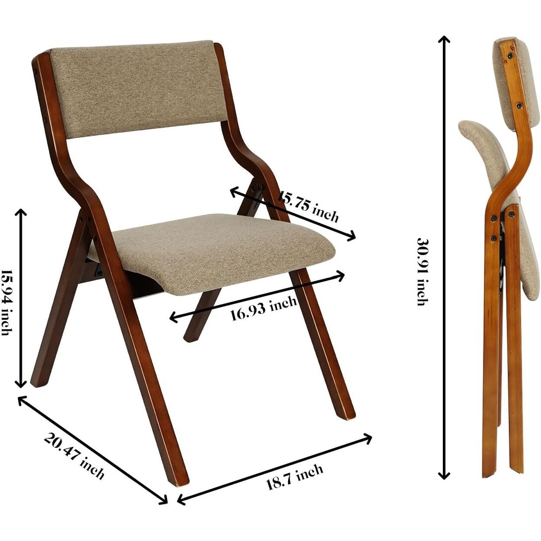 CangLong Padded Foldable Chairs Set of 2 with Solid Wood Frame